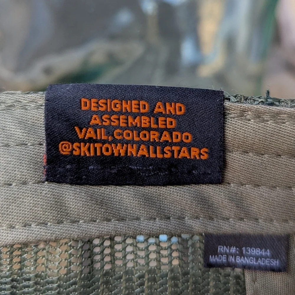 NWOT Ski Town All-Stars Lil Ripper Trucker Hat Camo Flame Orange
